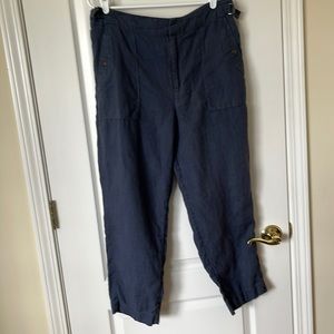 EUC Athleta Women’s 100% Linen Pants in Blue Ankle Length Size 16